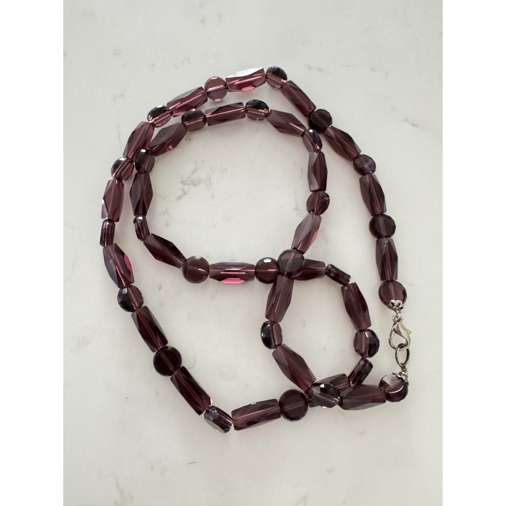 Vintage Purple Glass Beaded Necklace Faceted WhimsiGoth Long Layer